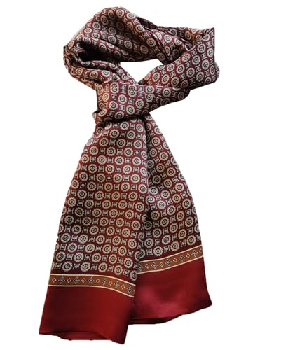 Pupatuch Halstuch Herren 100% Seide Schal Vintage Pattern Seidenschal Herrenschal (#9_Weinrot) von Pupatuch
