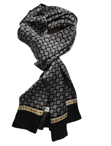 Pupatuch Halstuch Herren 100% Seide Schal Vintage Pattern Seidenschal Herrenschal (#9_schwarz) von Pupatuch