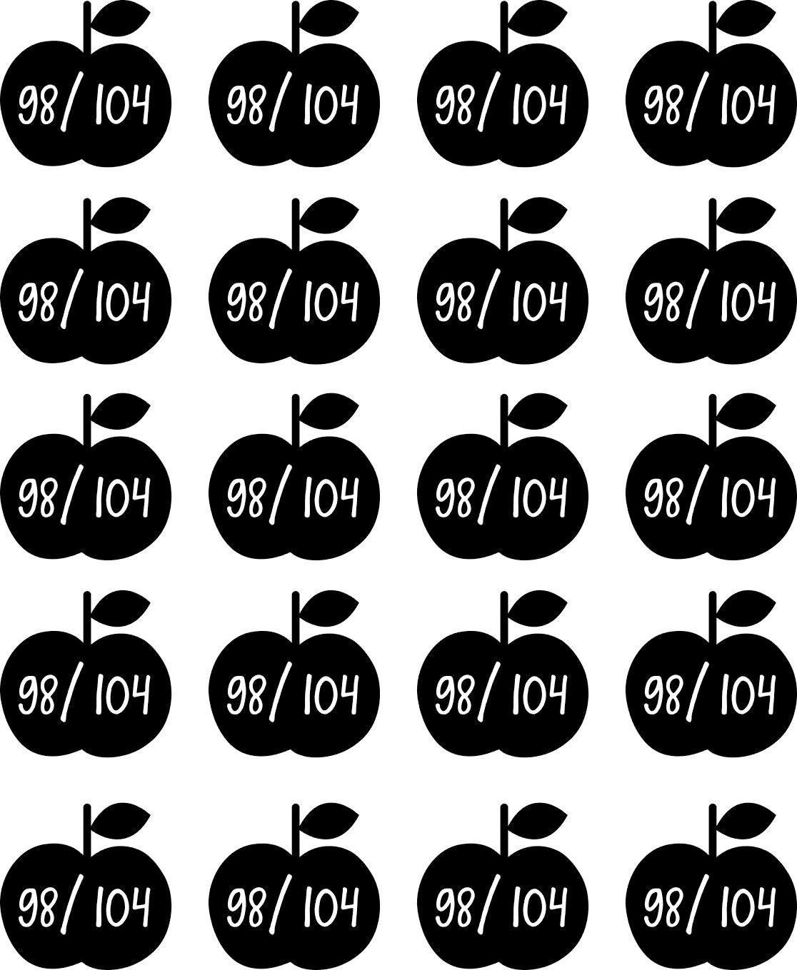 20 Größenetiketten Zum Aufbügeln Äpfel Mit Wunschgröße von PuppilottasHandmade