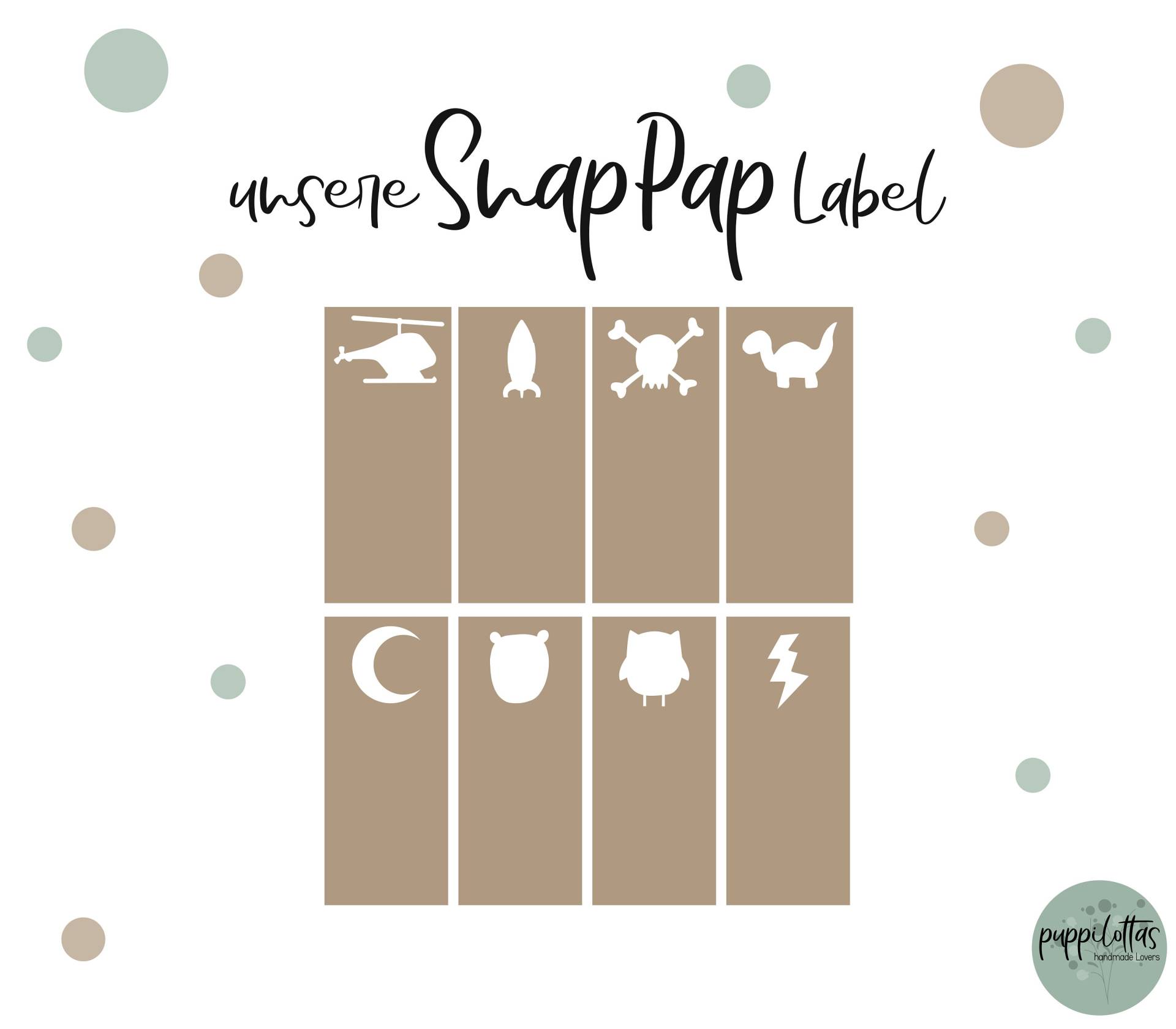 7cm X 3cm Snappap Label Vegan Lederoptik Verschiedene Motive von PuppilottasHandmade