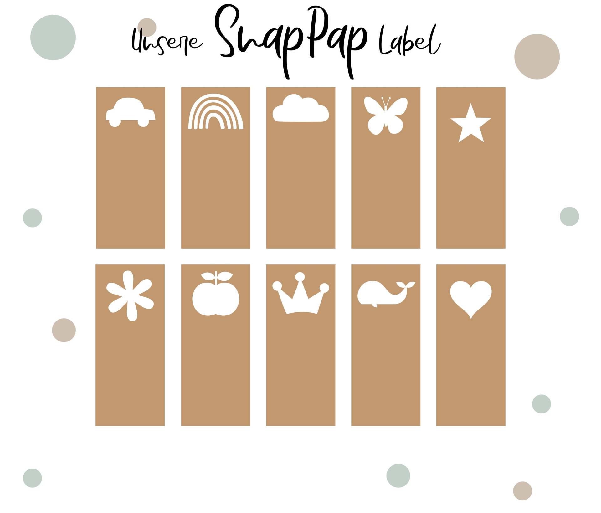 7cm X 3cm Snappap Label Vegan Lederoptik Verschiedene Motive von PuppilottasHandmade