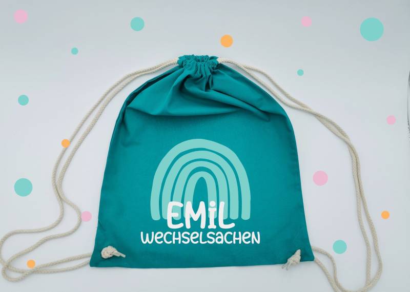 Rucksack Turnbeutel Mit Namen & Regenbogen von PuppilottasHandmade