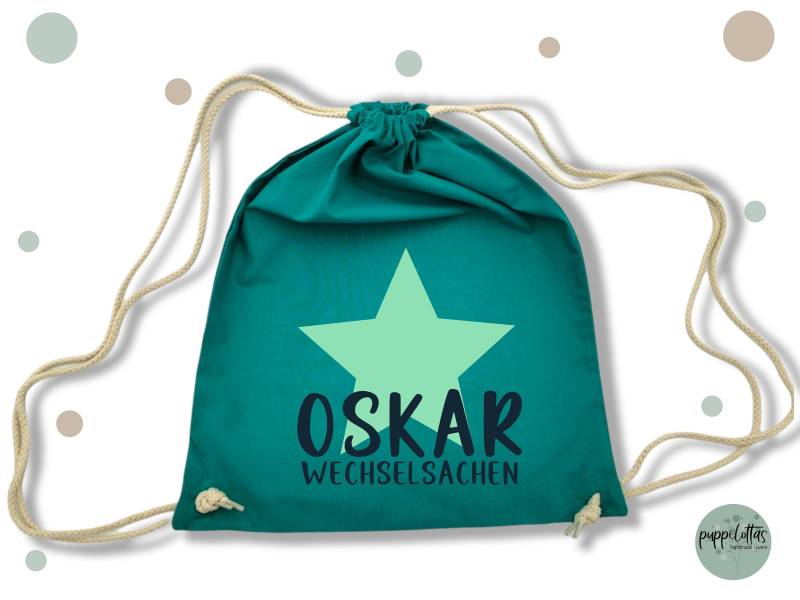 Rucksack Turnbeutel Stern Mit Namen Schlafsachen Wechselsachen von PuppilottasHandmade