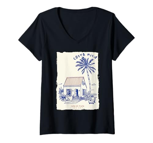 Damen Costa-Rica-Souvenir Pura Vida, Vintage-Strandkunst T-Shirt mit V-Ausschnitt von Pura Vida Travel Co.