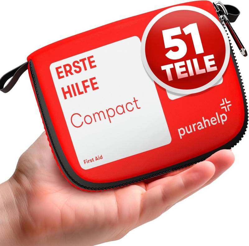 Purahelp Erste-Hilfe-Set Mini - Kompakt & Leicht - für Reisen, Outdoor, Camping, Fahrrad, (51 St), Reiseapotheke Erste Hilfe Set Outdoor von Purahelp