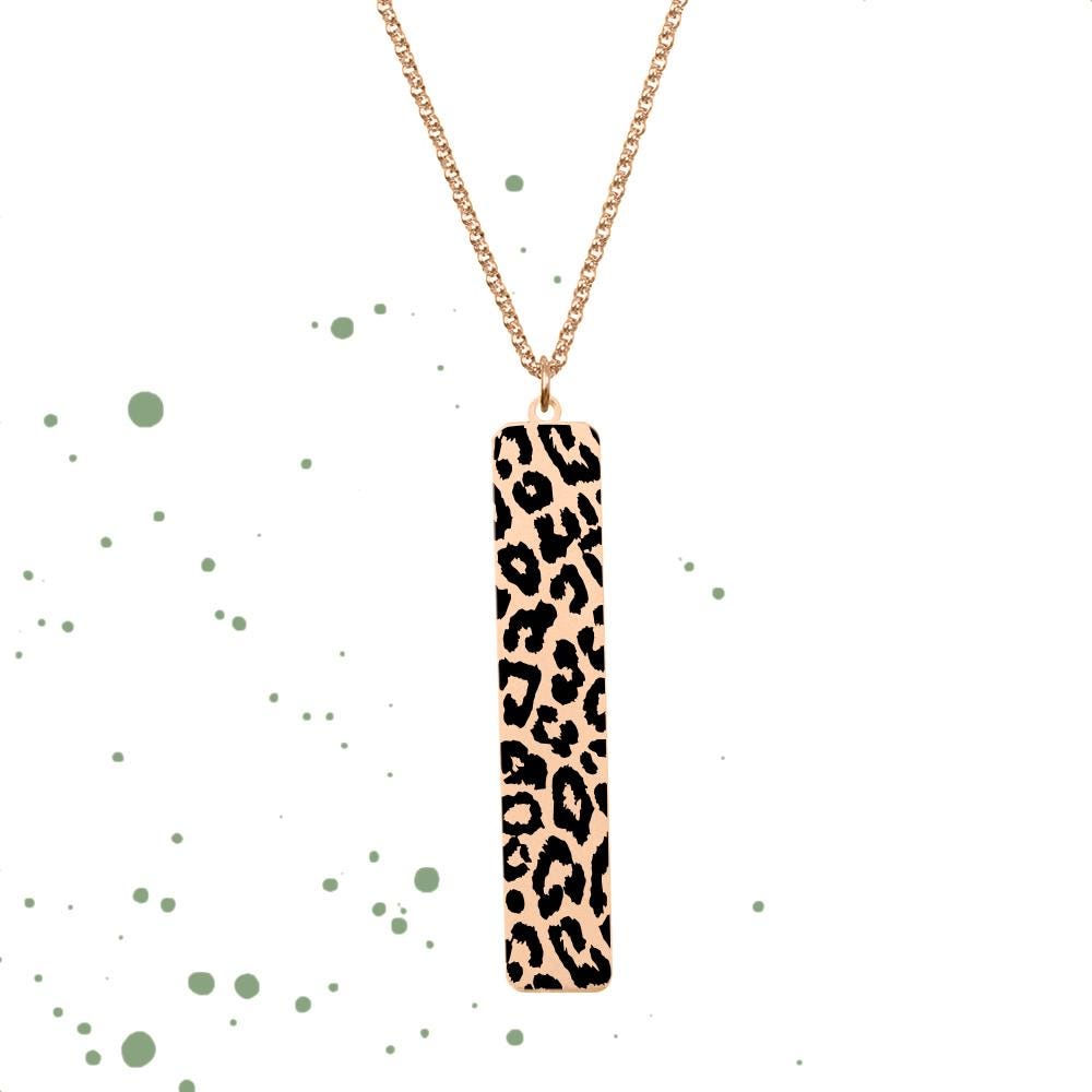 Leopard Anhänger Rechteck Und Kette, Leo Anhänger, Puralie, Ip Gold, Rose Oder Edelstahl - Matt Inklusive Erbskette in Wunschlänge von Puralie