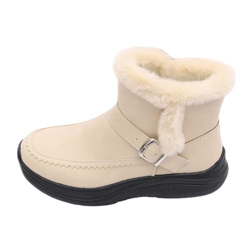 Damen Stiefeletten mit Plateau - Gefütterte Ankle Boots mit Warmfutter | Bequeme Winterstiefel mit Dicker Sohle für den Alltag von Puramala