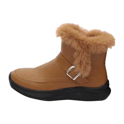 Damen Stiefeletten mit Plateau - Gefütterte Ankle Boots mit Warmfutter | Bequeme Winterstiefel mit Dicker Sohle für den Alltag von Puramala