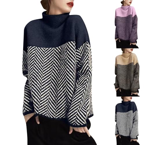 Oversize Pullover Damen Mit Rollkragen Elegant Sweatshirt Thermounterwäsche Pulli Shirt Winddicht Longpullover Winddicht Rollkragenpullover Stehkragen Langarm Casual Oberteile Tops Elastisch Sweater von Puramala