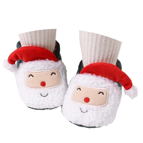 Puramala Baby Winterschuhe mit Weihnachtsmotiv Weiche Erstlingsschuhe mit Plüschfutter Warme Hausschuhe für Säuglinge und Kleinkinder von Puramala