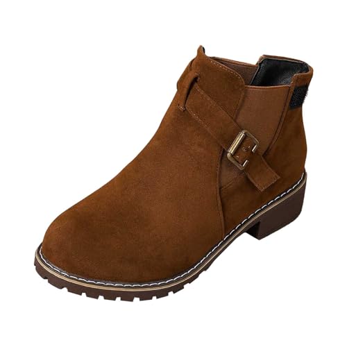 Puramala Damen Stiefeletten in Wildlederoptik Knöchelhohe Boots mit Schnalle und Reißverschluss Lässige Übergangsschuhe für Herbst und Frühling Puramala Damen Stiefeletten in Wildlederoptik Knöchelhohe Boots mit Schnalle und Reißverschluss Lässige Übergangsschuhe für Herbst und Frühling von Puramala