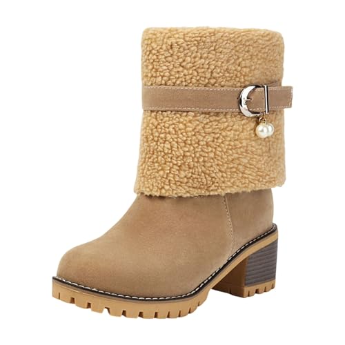 Puramala Damen Winterstiefel Gefüttert - Warme Schneestiefel Mit Rutschfester Sohle Und Lässigem Streifenmuster | Bequeme Stiefeletten Für Kalte Tage von Puramala