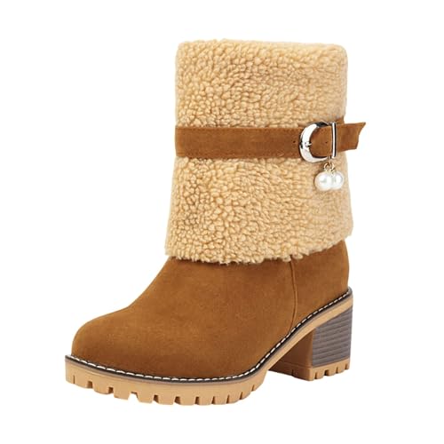 Puramala Damen Winterstiefel Gefüttert - Warme Schneestiefel Mit Rutschfester Sohle Und Lässigem Streifenmuster | Bequeme Stiefeletten Für Kalte Tage von Puramala