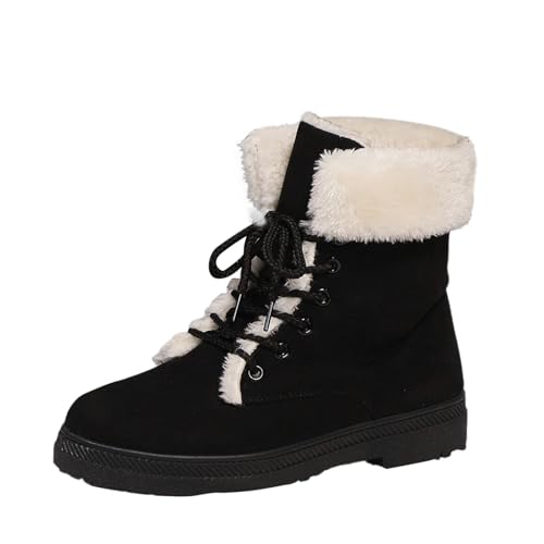 Puramala Damen Winterstiefel mit Warmfutter und Schnürung - Hohe Schneestiefel mit Kunstfell | Robuste Boots für Kalte und Nasse Tage von Puramala