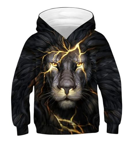 Puramala Kinder Hoodie mit Coolem 3D Tier-Druck - Langarm Kapuzenpullover mit Wolf Motiv | Lässiges Sweatshirt für Jungen und Mädchen für Schule und Freizeit von Puramala