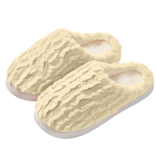 Puramala Unisex Strick-Hausschuhe im Zopfmuster - Weiche Pantoffeln mit Fleecefutter für Damen und Herren | Gemütliche und Warme Slipper für den Winter von Puramala