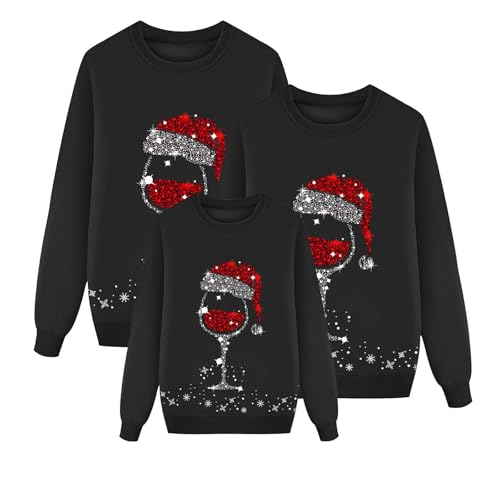 Weihnachtspullover Familie Set Damen Herren Kinder Lustig Weihnachtspulli Ugly Christmas Sweater Rundhals mit Reindeer Unisex Weihnachts Pullover Pärchen Weihnachtsoutfit Christmas Sweater Ugly von Puramala