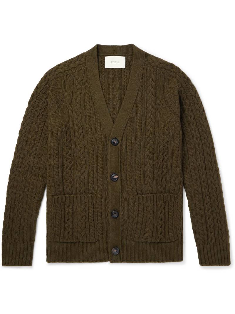 Purdey - Cable-Knit Cashmere Cardigan - Men - Green - XL von Purdey