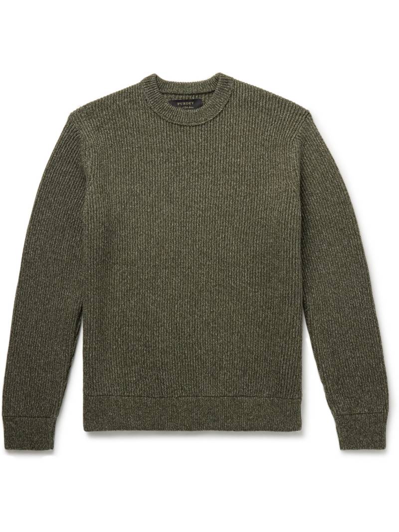 Purdey - Glamis Ribbed Wool and Cotton-Blend Sweater - Men - Green - M von Purdey