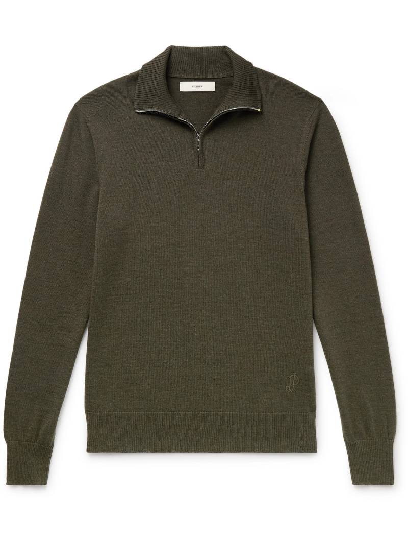 Purdey - Linton Logo-Embroidered Wool Half-Zip Sweater - Men - Green - M von Purdey
