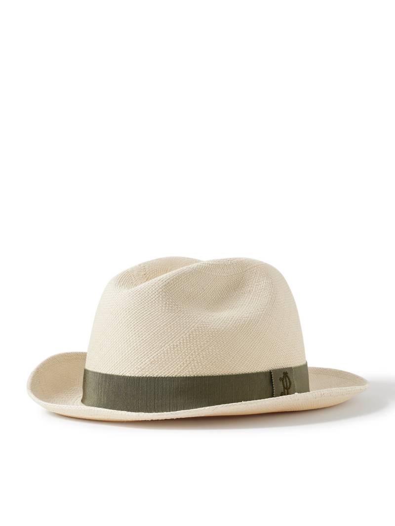 Purdey - Logo-Embroidered Grosgrain-Trimmed Straw Panama Hat - Men - Neutrals - 59 von Purdey