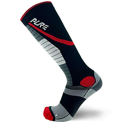 Pure Athlete Gewichthebersocken, Schienbeinschoner, Kreuzheben, Kompressionssocke für Cross-Training und Gewichtheben - Schwarz - Medium von Pure Athlete