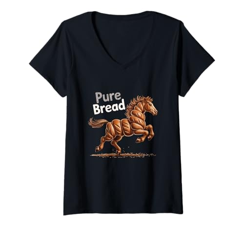 Damen Pures Brot, lustiger Backhumor, Pferdeliebhaber T-Shirt mit V-Ausschnitt Damen Pures Brot, lustiger Backhumor, Pferdeliebhaber T-Shirt mit V-Ausschnitt von Pure Bread Baking Pun
