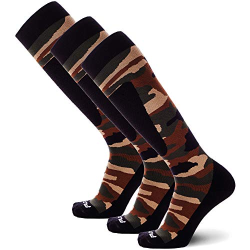 Midweight Camo Snowboard Socken - Merinowolle Winter Cold Weather OTC Skisocken (S, 3er Pack - Armeegrün) von Pure Compression