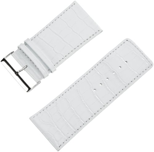 Pure Grey Uhrenarmband Kalbleder Louisiana-Struktur Bandbreite 40mm weiss, Unterseite auch Kalbleder Nubuk daher antiallergisch von PUREgrey