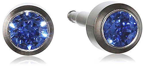 Pure Grey Unisex-Ohrstecker Titan Zirkonia Erstohrstecker blau 309 von PUREgrey