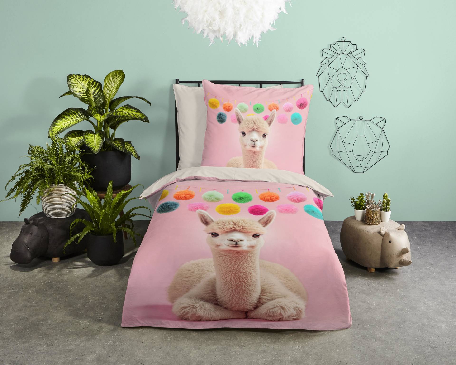 PURE luxury collection Kinderbettwäsche "Relaxing" 2 Stk. tlg. Mikrofaser, 135x200, 2 Teilig, Wendeoptik, Mädchen, Alpaka, Rosa von Pure Luxury Collection