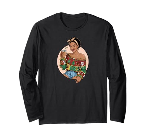 Girl Empowered Afro Black Queen African Women Coffee Late Langarmshirt Girl Empowered Afro Black Queen African Women Coffee Late Langarmshirt von Pure Melanin DearPrint