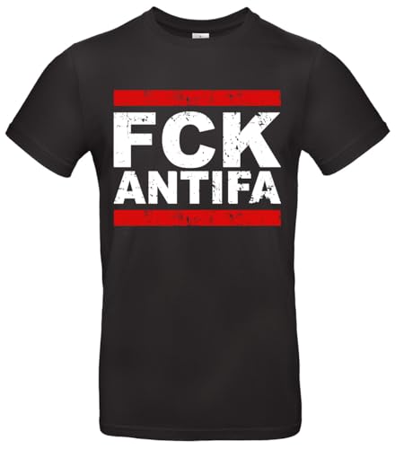 FCK Antifa Statement T-Shirt Herren Provokantes Design Meinungsfreiheit Zeigen Ideal für Demonstrationen & Alltag (DE/NL/SE/PL, Alphanumerisch, XL, Regular, Regular, Schwarz) von Pure Print Cut