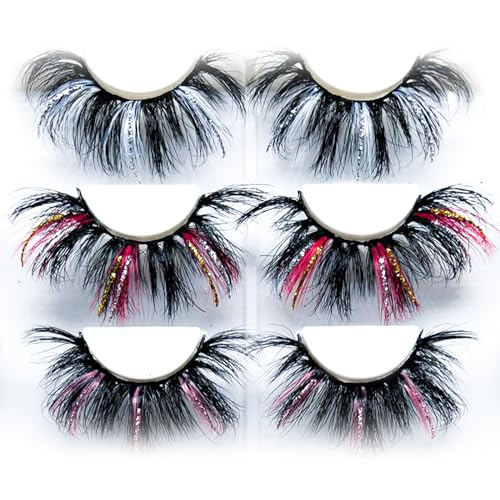 Fake Lashes Falsche Wimpern Extensions Set, Pure Vie 3Pare Künstliche Wimpern mit Glitzer Lidschatten Wiederverwendbar 3D Natürliche Curl Cat Eye Cluster Manga Lashes für Girl Frauen Hochzeit Make Up von Pure Vie