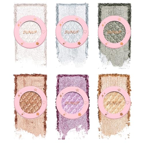 Pure Vie Glitzer Lidschatten Glitter Eyeshadow Palette, 6 Farben Lidschatten Glitzer Make Up Matt Shimmer Lang Anhaltende Wasserdicht Schminke Kosmetische für Mädchen Frauen Face Lip von Pure Vie