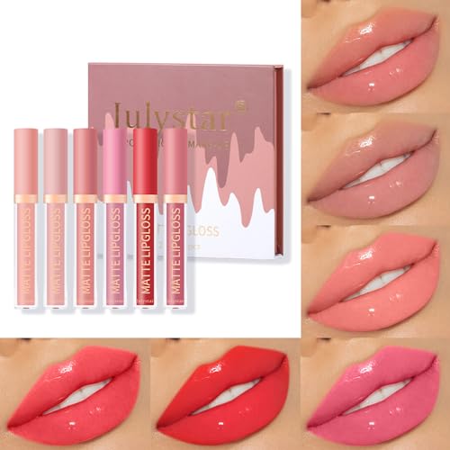 Pure Vie Lipgloss Lippenstift Set 6Colors Lipliner Lip Tint Set Wasserdicht Langlebig Beauty Liquid Lipstick Lip Makeup Cosmetics Hochpigmentiert Schönheits Skosmetik für Frauen Mädchen Geschenk von Pure Vie