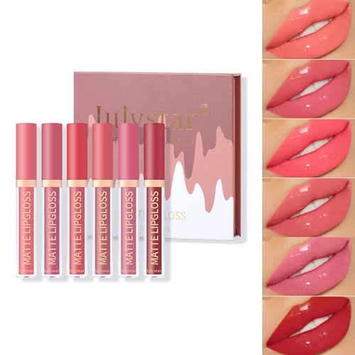 Pure Vie Lipgloss Lippenstift Set 6Colors Lipliner Lip Tint Set Wasserdicht Langlebig Beauty Liquid Lipstick Lip Makeup Cosmetics Hochpigmentiert Schönheits Skosmetik für Frauen Mädchen Geschenk von Pure Vie