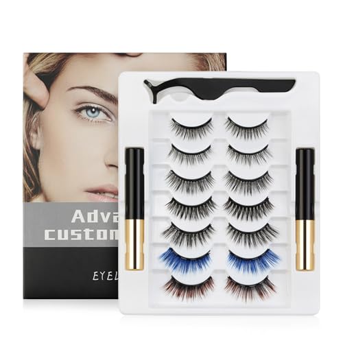 Pure Vie Magnet Wimpern mit Eyeliner, 5Paare Magnetische Wimpern Magnetisch Magnetwimpern Magnetic Eyelashes Fake Lashes, Wiederverwendbare Selbstklebende Künstliche Falsche Wimpern Extensions Set von Pure Vie