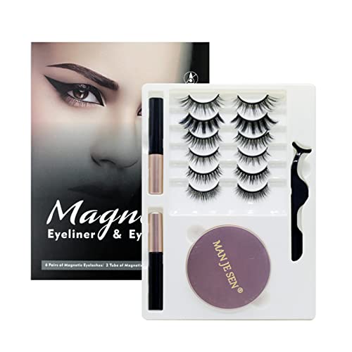 Pure Vie Magnetische Wimpern, Magnet Wimpern Magnetisch Lashes mit Eyeliner, Wiederverwendbare Selbstklebende Magnetic Eyelashes 3d Effekt Lashes Extensions Set Magnetwimpern für Mädchen Frauen von Pure Vie