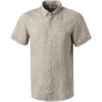 PURE Herren Kurzarmhemd beige Leinen von Pure