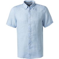 PURE Herren Kurzarmhemd blau Leinen von Pure