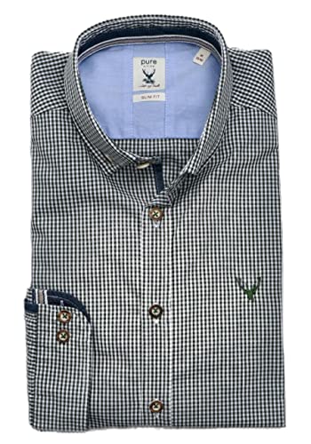 Pure Karo-Hemd Slim Fit Grün XL von Pure