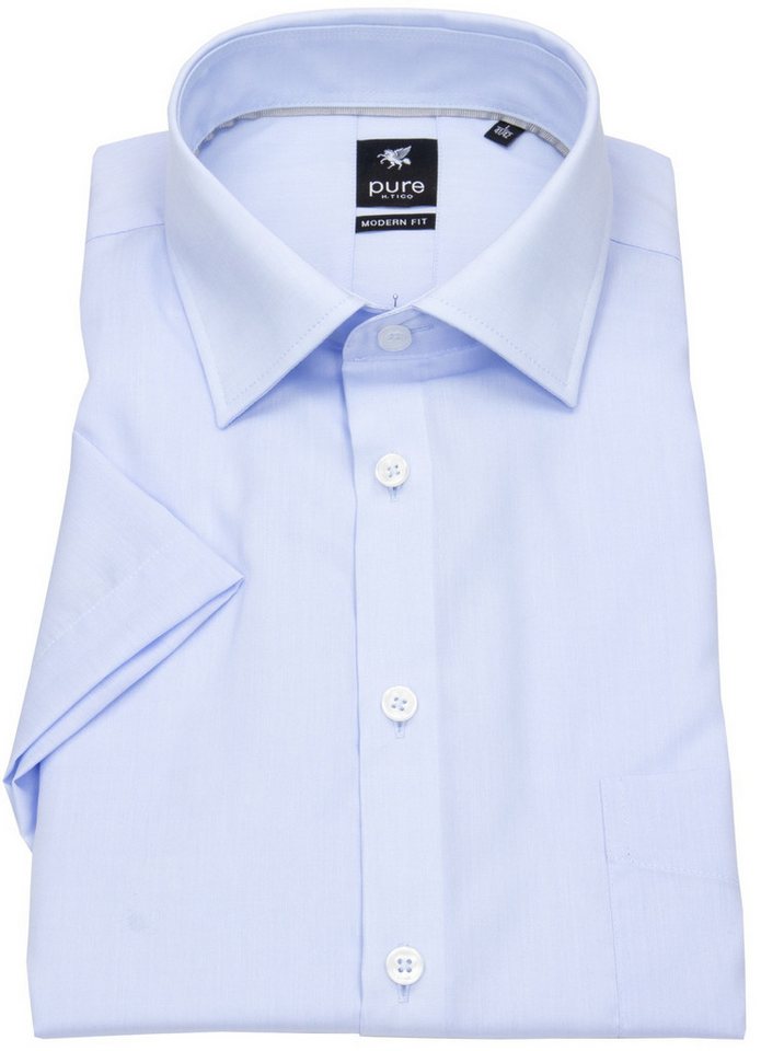 Pure Kurzarmhemd Modern Fit leicht tailliert bügelfrei Kentkragen von Pure