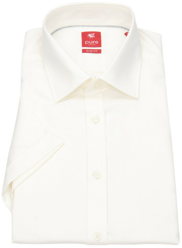 Pure Kurzarmhemd Slim Fit stark tailliert bügelfrei Kentkragen von Pure