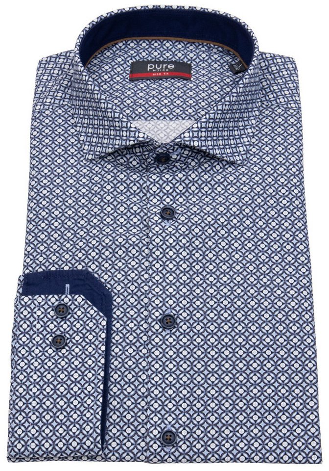 Pure Langarmhemd Slim Fit stark tailliert Kentkragen Kontrastknöpfe von Pure