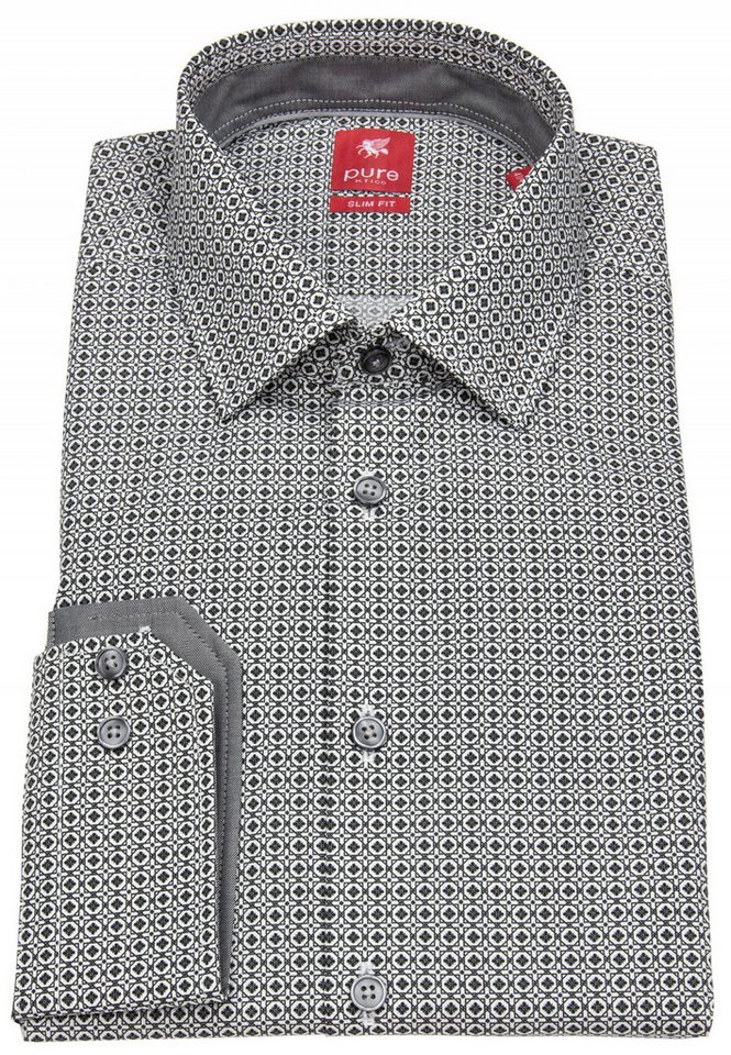 Pure Langarmhemd Slim Fit stark tailliert Kentkragen von Pure