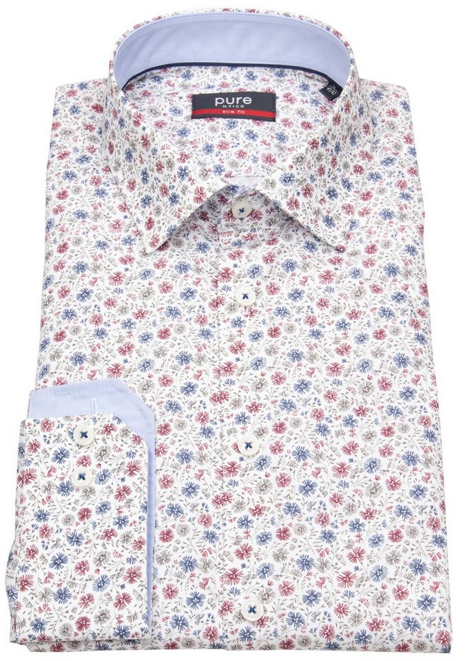 Pure Langarmhemd Slim Fit stark tailliert Kentkragen von Pure