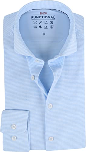 Pure Slim Fit Functional Hemd Langarm Haifischkragen Stretch Muster hellblau Größe 41 von Pure