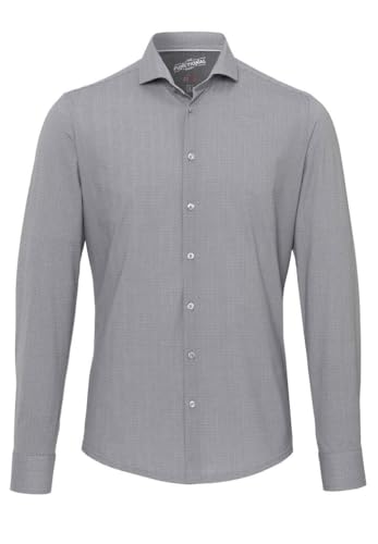Pure Slim Fit Functional Hemd Langarm Haifischkragen Stretch Muster schwarz Größe 42 von Pure