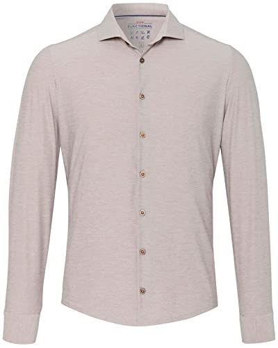 Pure Slim Fit Hemd Langarm Haifischkragen Functional Stretch beige Größe 43 von Pure